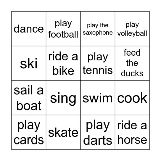 Bingo - free time Bingo Card