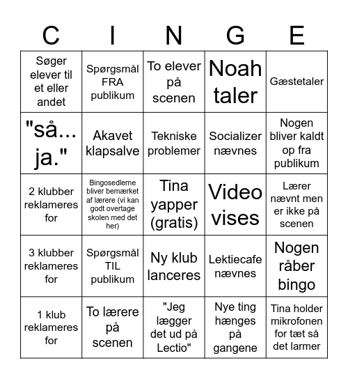 morgenslam Bingo Card