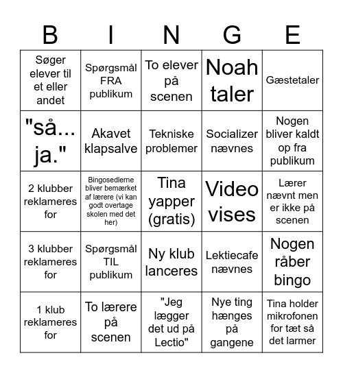 morgenslam Bingo Card