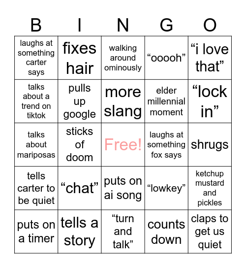 MRS. PECKS BINGOOO Bingo Card