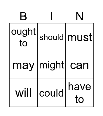 Modal Verbs: Superpowers of English! Bingo Card