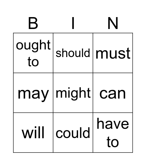Modal Verbs: Superpowers of English! Bingo Card