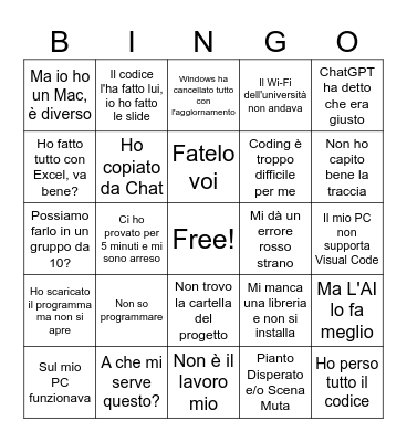 I BAMBINI Bingo Card