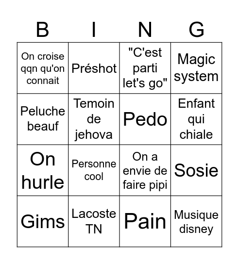 Untitled Bingo Card