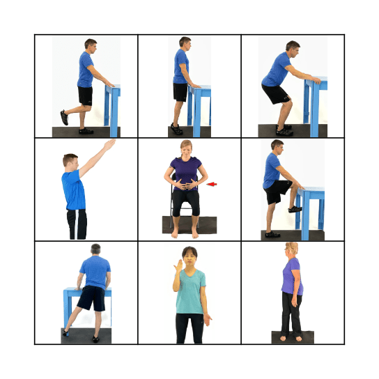 Standing Exercises Bingo Card
