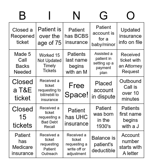 Client Services BINGO! Bingo Card