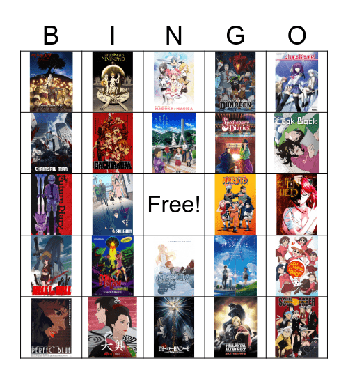 Anime Bingo - Madi Edition Bingo Card