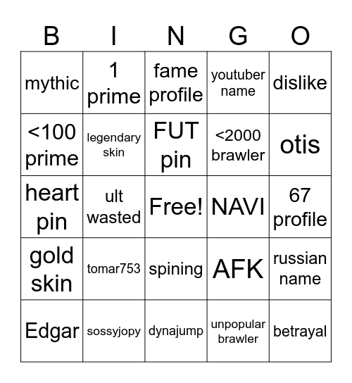 емае Bingo Card