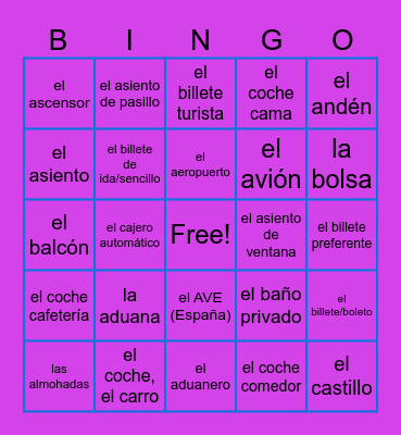 Example Bingo Card