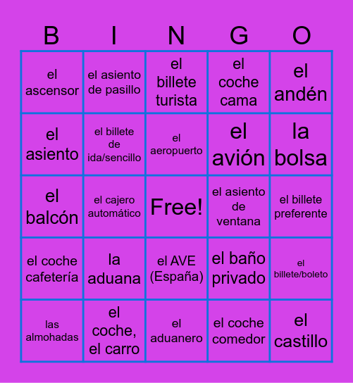 Example Bingo Card
