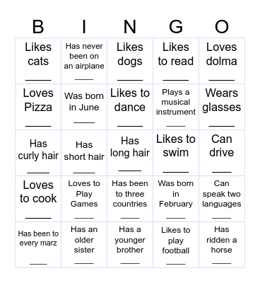 Find Someone Who ... Bingo Card