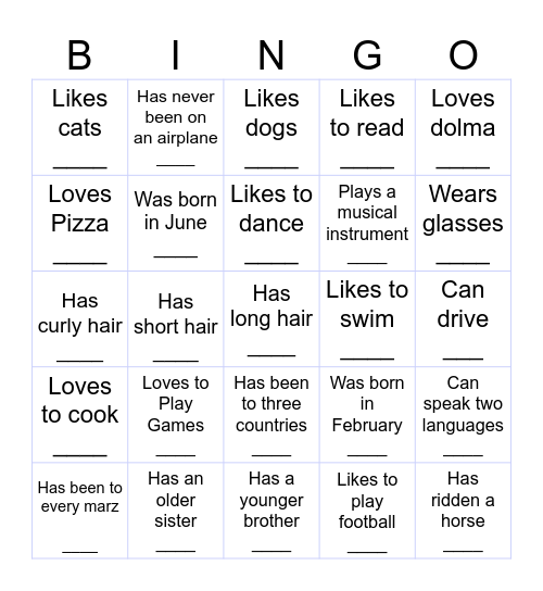Find Someone Who ... Bingo Card