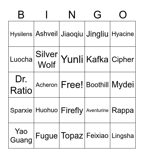 HSR 4.1 Bingo Card
