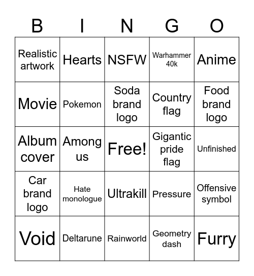 W/place Bingo Card