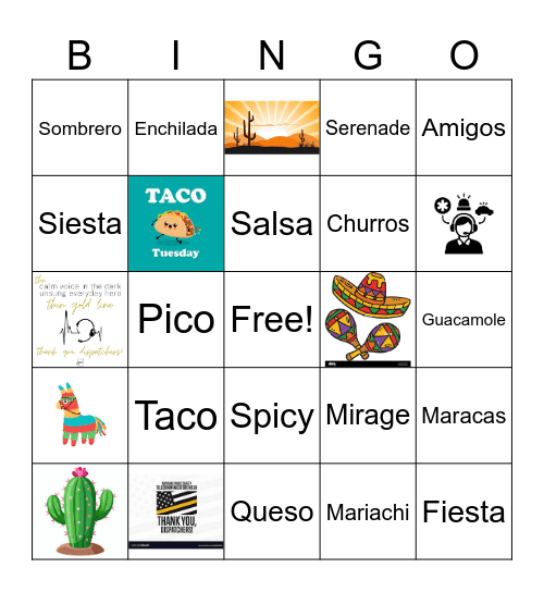 Telecommunicator Week 2026 - Taco Tuesday Bingo Card