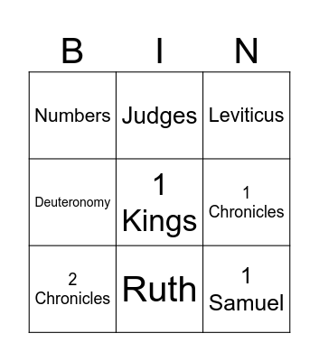 Bible Books Bingo Card