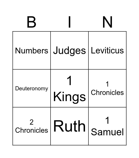 Bible Books Bingo Card