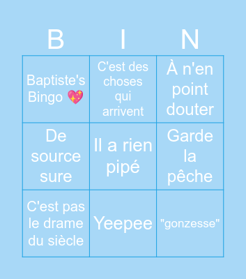 Baptiste Bingo Card