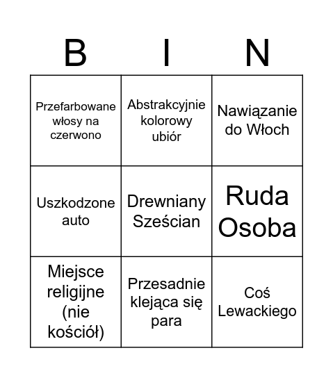 Maja Bingo Card
