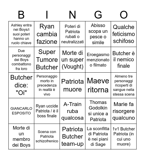 The Boys 5 Bingo Card