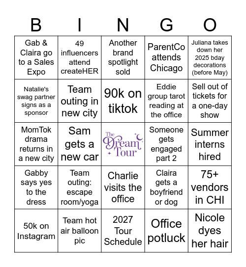 2025 Prego Office BINGO Card