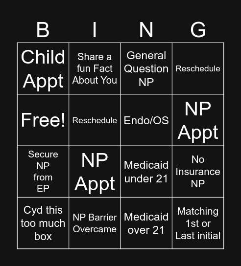 BLACKOUT BINGO Card