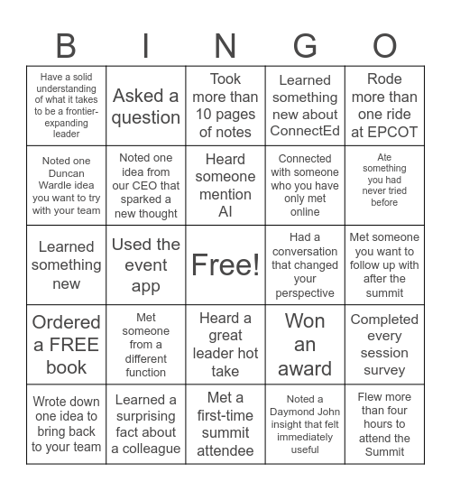 Global Summit 2026 BINGO Card