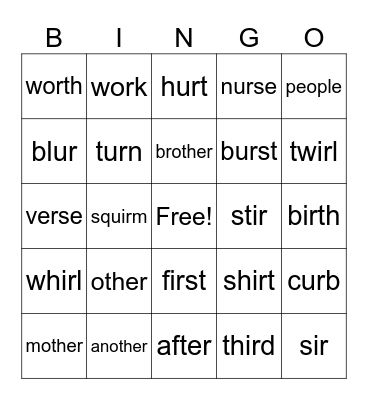 Lessons 81&82 Bingo Card