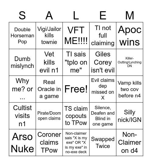 Bingo of Salem 2 (ToS2 Bingo) Bingo Card