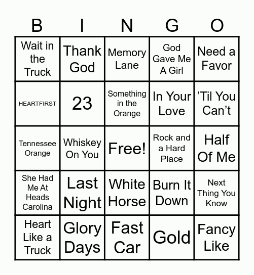Music Bingo Night @ Latitudes Bingo Card