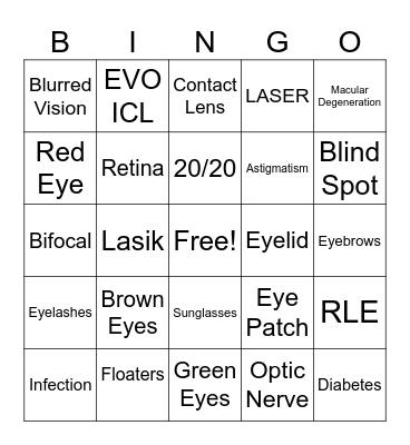 Ophthalmology Bingo Card