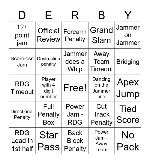 RDG Bingo Card