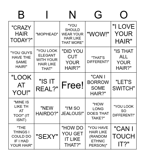 MELANIE'S HAIR BINGO Card