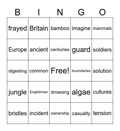4th grade RN #16,18,19 Bingo Card
