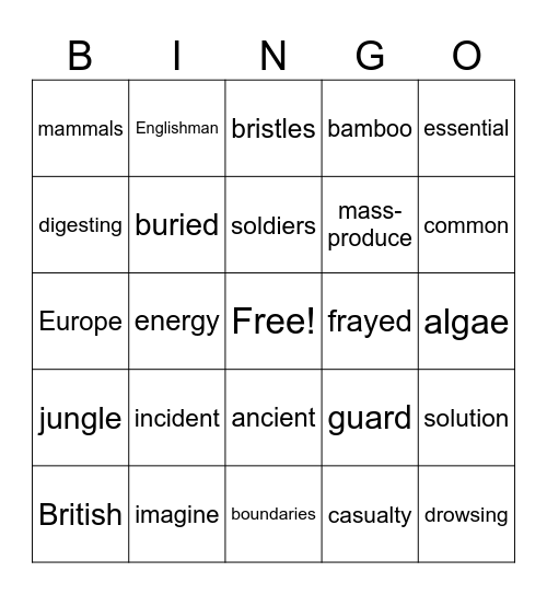 4th grade RN #16,18,19 Bingo Card