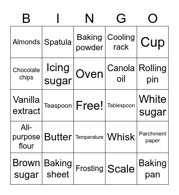 Bake fast club Bingo Card