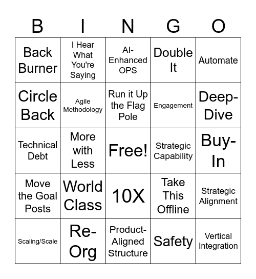 !!Management Speak Bingo!! Bingo Card
