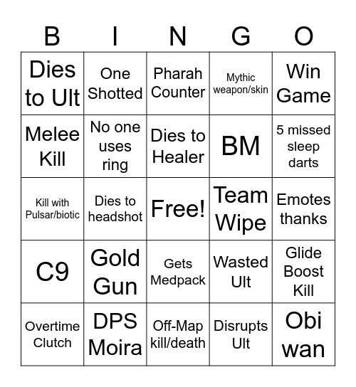 Overwatch Bingo Card