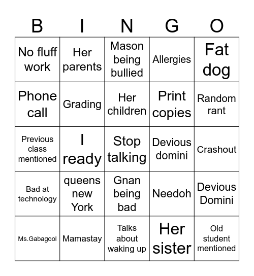 Untitled Bingo Card