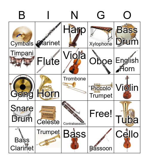 Musical Bingo Card