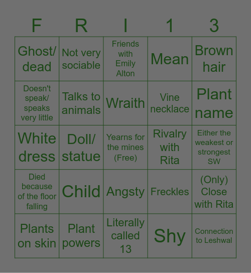 Bingo 13 Bingo Card