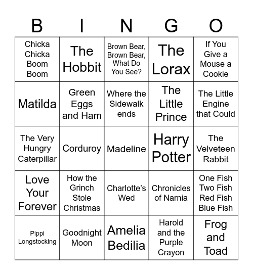 Children's Books Bingo Card
