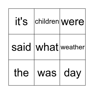 It's the weather Bingo Card