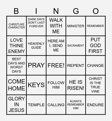 GENERAL CONFERENCE Bingo Card