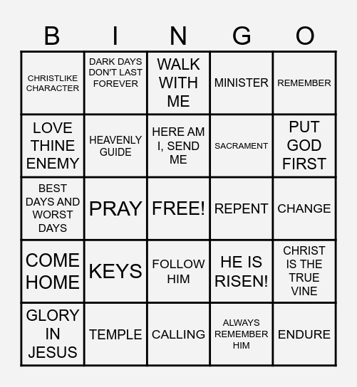 GENERAL CONFERENCE Bingo Card
