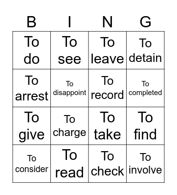 Past Participle Bingo (Infinitive verbs) Bingo Card