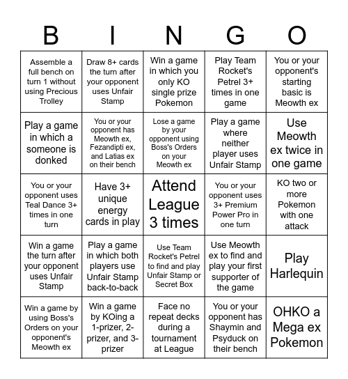 GuuBuu Games Rotation Bingo Card