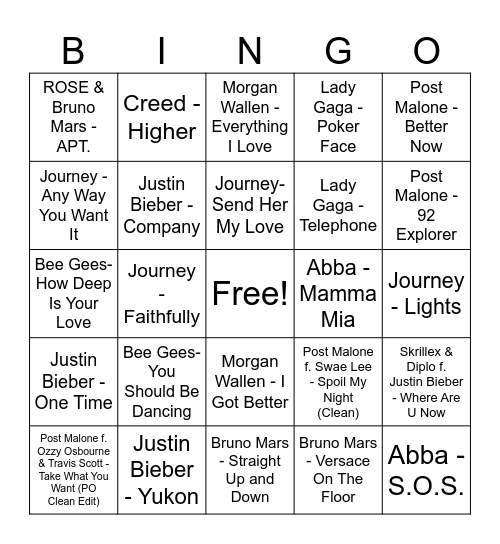 Samantha Sun's Favorites! Bingo Card