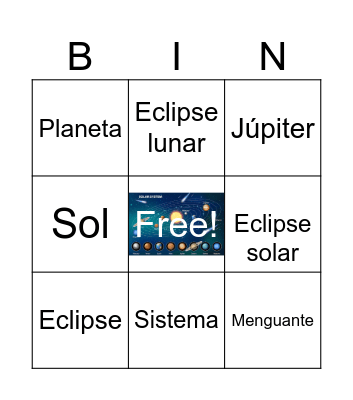 El Bingo Espacial Bingo Card