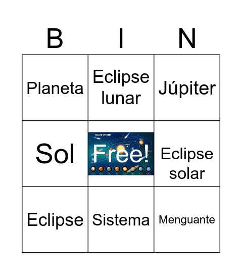 El Bingo Espacial Bingo Card